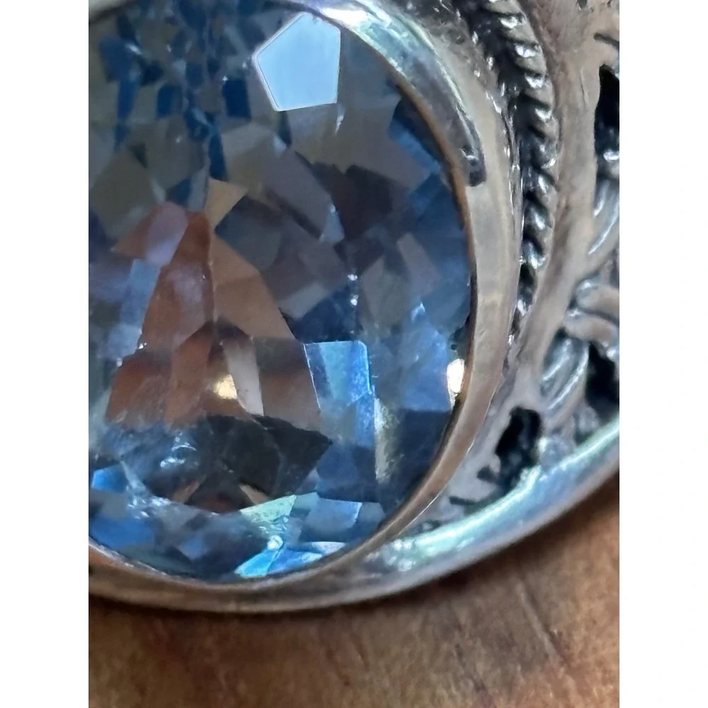 Vintage BJC Blue Topaz Ring Woven Byzantine  Sterling Silver Sz9.5